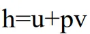 Enthalpy equation: h equals u plus pv